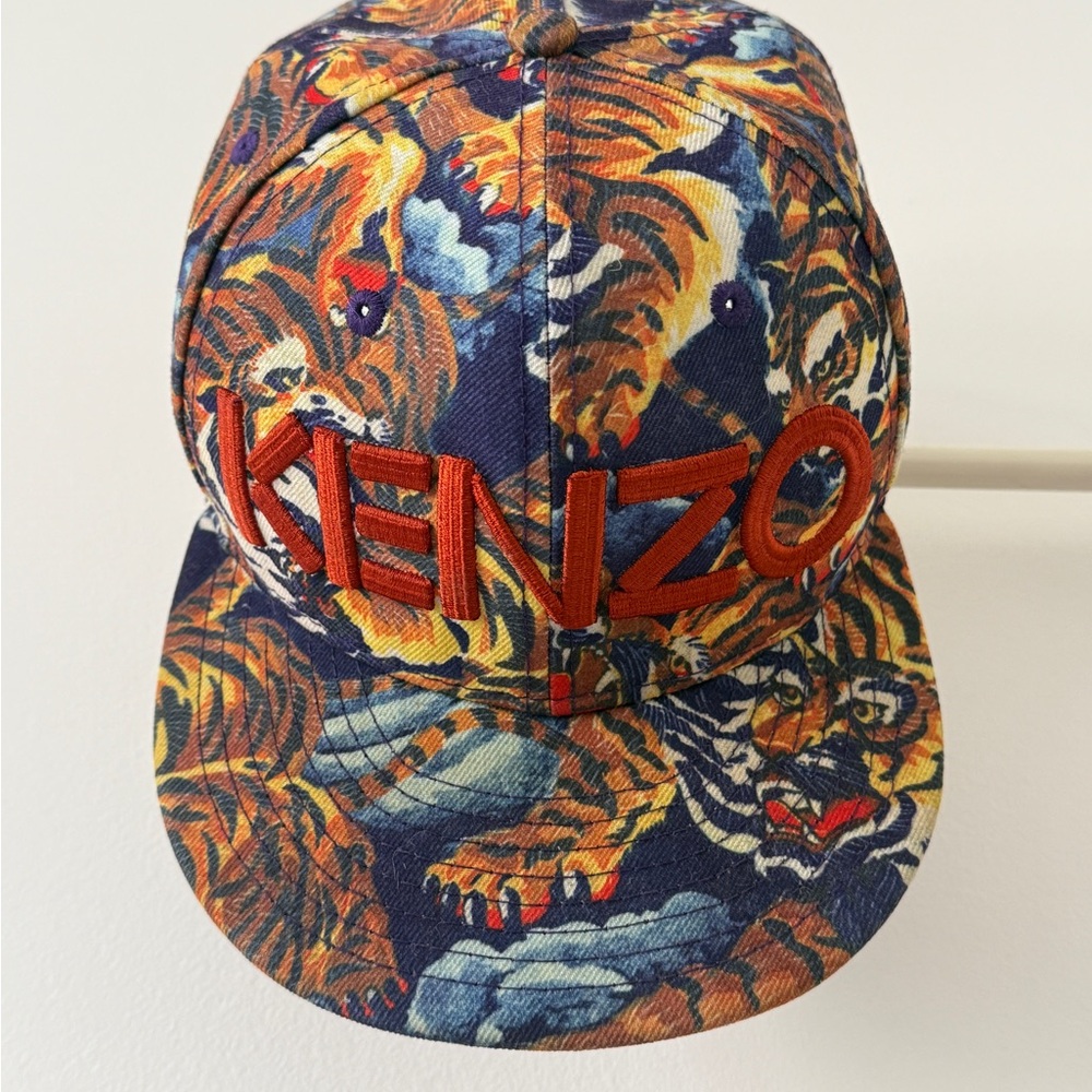 Kenzo Paris Navy and Orange Tiger Print size 7.25 57.7 cm
